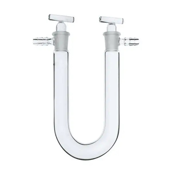 Drying tube, U-shaped with Side Arms and Shut-off Valves